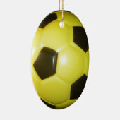 Gelber und schwarzer Fußball. Keramik Ornament (Rechts)