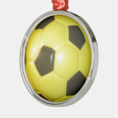 Gelber und schwarzer Fußball. Ornament Aus Metall (Links)