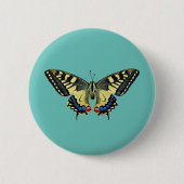 Gelber und schwarzer Schmetterling Button (Vorderseite)