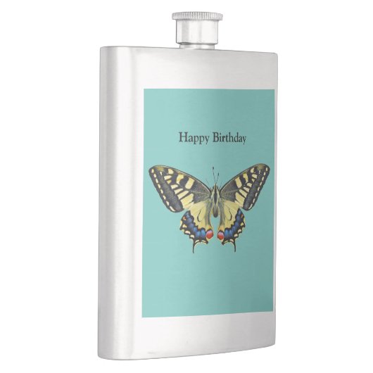 Gelber und schwarzer Schmetterling Flachmann (Rechts)