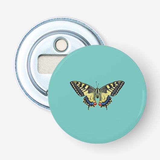 Gelber und schwarzer Schmetterling Flaschenöffner (Vorderseite)