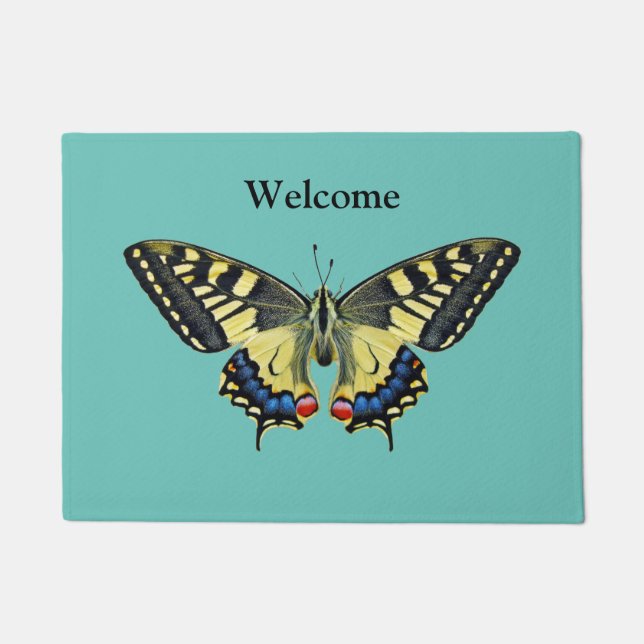 Gelber und schwarzer Schmetterling Fußmatte (Vorderseite)