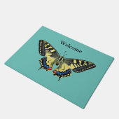 Gelber und schwarzer Schmetterling Fußmatte (Schrägansicht)
