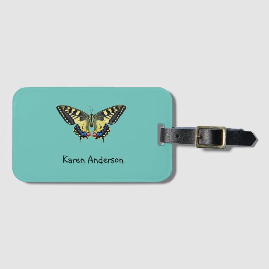 Gelber und schwarzer Schmetterling Gepäckanhänger (Vorderseite (Horizontal))