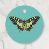 Gelber und schwarzer Schmetterling Geschenkanhänger (Rückseite)