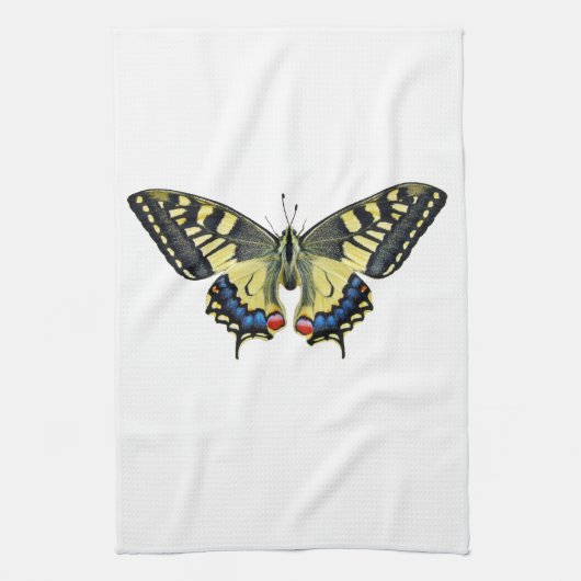 Gelber und schwarzer Schmetterling Geschirrtuch (Vertikal)