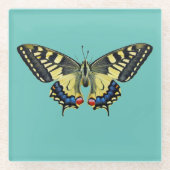 Gelber und schwarzer Schmetterling Glasuntersetzer (Vorderseite)