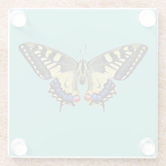 Gelber und schwarzer Schmetterling Glasuntersetzer (Rückseite)