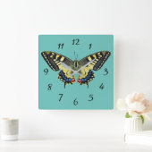 Gelber und schwarzer Schmetterling Quadratische Wanduhr (Zuhause)