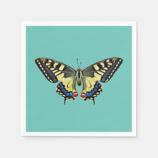 Gelber und schwarzer Schmetterling Serviette (Vorderseite)