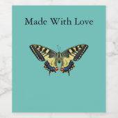 Gelber und schwarzer Schmetterling Weinetikett (Einzelnes Label)