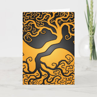 Gelber und schwarzer Yin Yang Baum Karte
