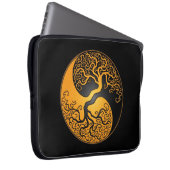 Gelber und schwarzer Yin Yang Baum Laptopschutzhülle (Vorne Rechts)