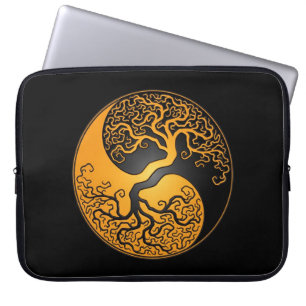 Gelber und schwarzer Yin Yang Baum Laptopschutzhülle