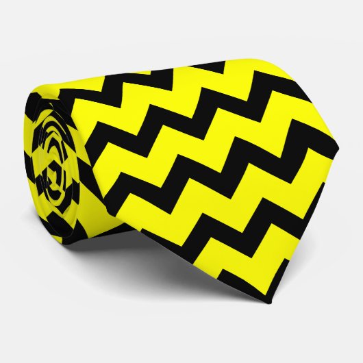 Gelber und schwarzer Zickzack-gestreifte Krawatte (Gerollt)