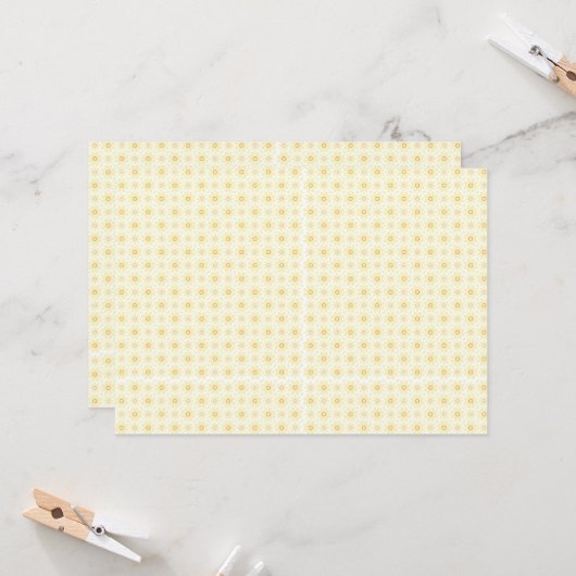 gelber und weißer Hintergrund mit kleinen Kreisen Einladung (Vorderseite/Rückseite Beispiel)