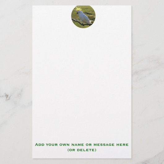Gelber und weißer Kakadu Briefpapier (Vorderseite)
