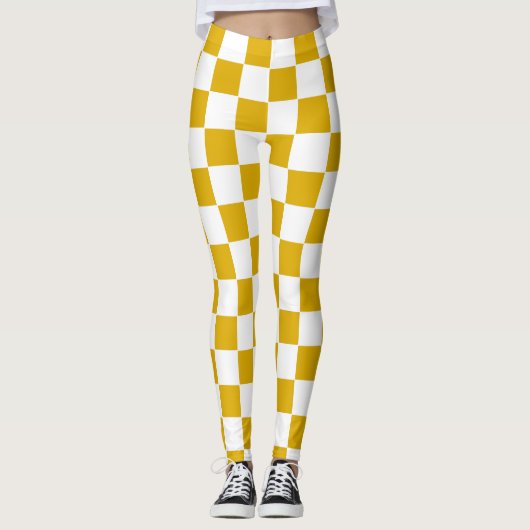 Gelber und weißer Senf Leggings (Vorderseite)