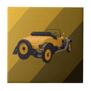 Gelber Vintage-Cabriolet, Keramikfliese