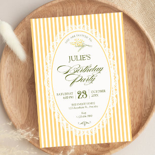 Gelber vintage Choquette Geburtstag Einladung
