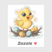 Gelber Vogel auf dem Nest der Ostereier Aufkleber (Blatt)