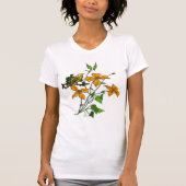 Gelber Vogel auf Orange Tiger Lilien T-Shirt (Vorderseite)