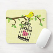 Gelber Vogel, Birdcage Mousepad (Mit Mouse)
