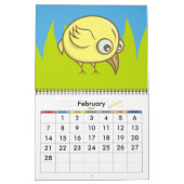 Gelber Vogel Cartoon Kalender (Feb 2027)