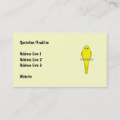 Gelber Vogel. Kanarienvogel Visitenkarte (Rückseite)