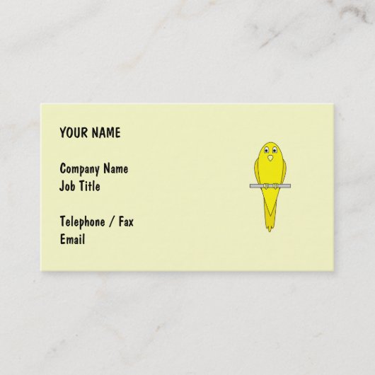 Gelber Vogel. Kanarienvogel Visitenkarte (Vorderseite)