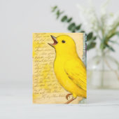 Gelber Vogel Mixed Media Postkarte (Stehend Vorderseite)
