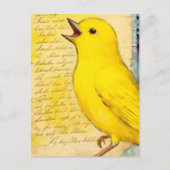 Gelber Vogel Mixed Media Postkarte (Vorderseite)