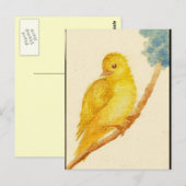 Gelber Vogel Postkarte (Vorne/Hinten)
