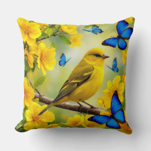 🐦 Gelber Vogel Wohnzimmer-Accessoire Wohndekorati Kissen
