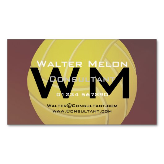 Gelber Volleyball 🏐 Erdung des roten Hintergrunds Magnetische Visitenkarte (Vorderseite)