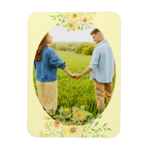 Gelber Wasserfarbe-Blumenrahmen-Magnet Magnet