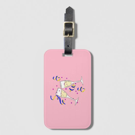 Gelber Wein in Rosa Gepäckanhänger (Vorderseite Vertikal)
