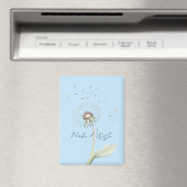 Gelber Weißer Löwenzahn-Blütenwunsch Magnet (In Situ (Geschirrspüler))