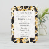 Gelber Weißer Schwarzleopard Abstrakt Einladung (Stehend Vorderseite)