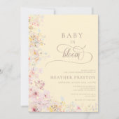 Gelber Wildblumen-QR-Code-Baby-Shower Einladung (Vorderseite)
