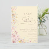 Gelber Wildblumen-QR-Code-Baby-Shower Einladung (Stehend Vorderseite)