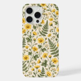Gelber Wildblumen- und Farn-Botanik-Telefoncase  iPhone 15 Pro Max Hülle