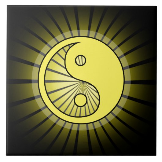 Gelber Yang über Schwarz Fliese (Vorderseite)