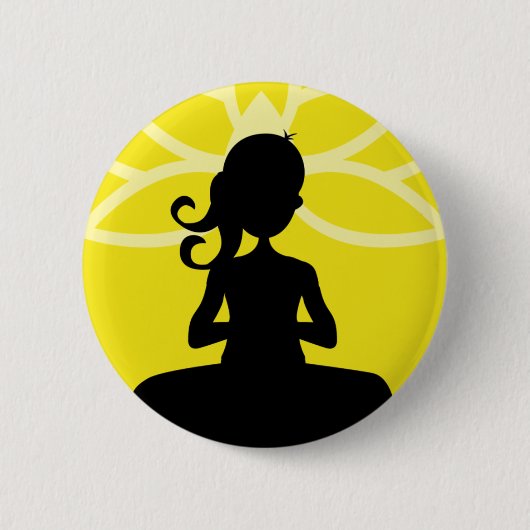 Gelber Yoga-Silhouette-Knopf Button (Vorderseite)