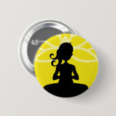 Gelber Yoga-Silhouette-Knopf Button (Vorne & Hinten)