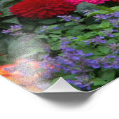 Gelber Zaun mit Blumengarten in Fotodruck (Ecke)