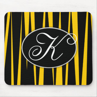 Gelber Zebra Stripes mit Monogramm Mousepads