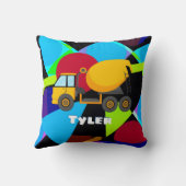 Gelber Zement-Lkw, geometrische Formen Kindername Kissen (Rückseite)