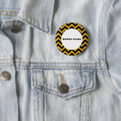 Gelber Zickzack Glitzer Babyduschknopf Button (Beispiel)
