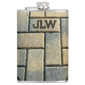 Gelber Ziegelstein und Gemusterter Grunge Flachmann (Vorderseite)